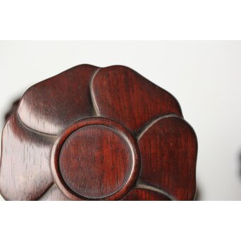 捻文唐木煎茶茶托 五客　X579 