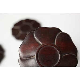 捻文唐木煎茶茶托 五客　X579 