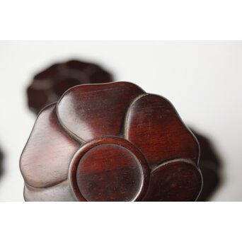 捻文唐木煎茶茶托 五客　X579 