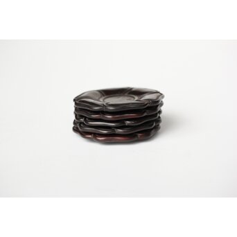 捻文唐木煎茶茶托 五客　X579 