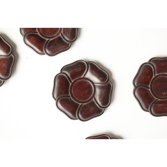 捻文唐木煎茶茶托 五客　X579 