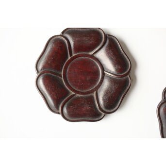 捻文唐木煎茶茶托 五客　X579 