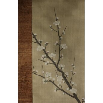 圓崖筆 梅に鶯 絹本掛軸　Z577 