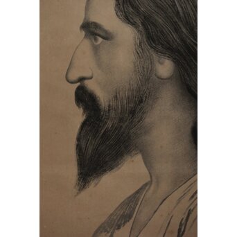 キリスト教徒 定方塊石【御聖像】共箱 紙本掛軸　Z580 