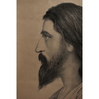 キリスト教徒 定方塊石【御聖像】共箱 紙本掛軸　Z580 