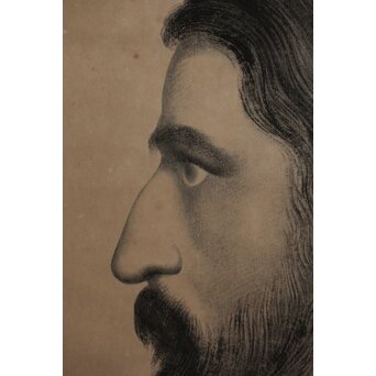 キリスト教徒 定方塊石【御聖像】共箱 紙本掛軸　Z580 