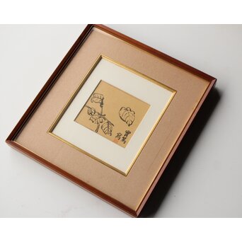 武者小路実篤【椿】水墨額装 錦子鑑定シール　Z581 