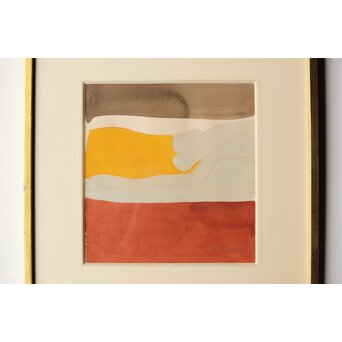 大沢昌助【寝る女】水彩額装　Z582 