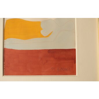 大沢昌助【寝る女】水彩額装　Z582 