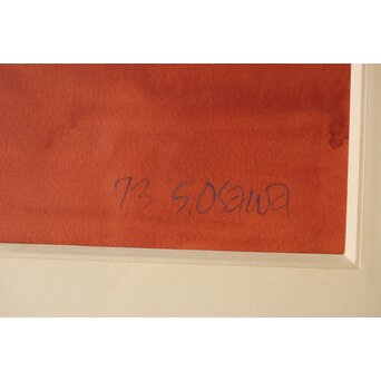 大沢昌助【寝る女】水彩額装　Z582 