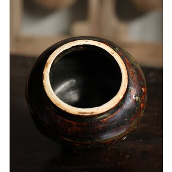 朝鮮李朝 飴釉蓋付面取壺　P523 