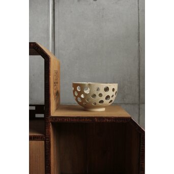 大野鈍阿 仁清白釉円孔透鉢　P524 