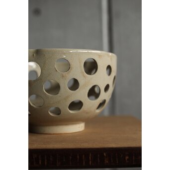 大野鈍阿 仁清白釉円孔透鉢　P524 