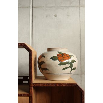 徳力孫三郎 花図 壺　P525