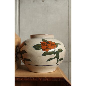 徳力孫三郎 花図 壺　P525 