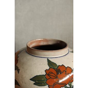 徳力孫三郎 花図 壺　P525 