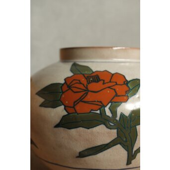 徳力孫三郎 花図 壺　P525 