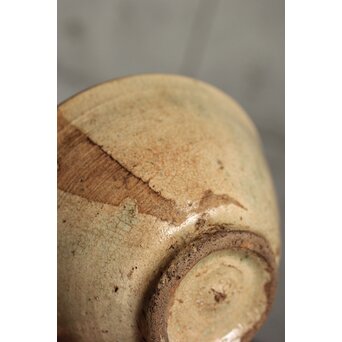 朝鮮李朝 笹葉火間 堅手茶碗　P527 