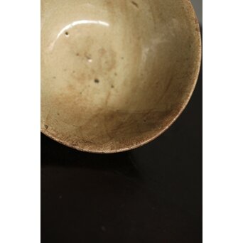 朝鮮李朝 笹葉火間 堅手茶碗　P527 