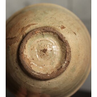 朝鮮李朝 笹葉火間 堅手茶碗　P527 