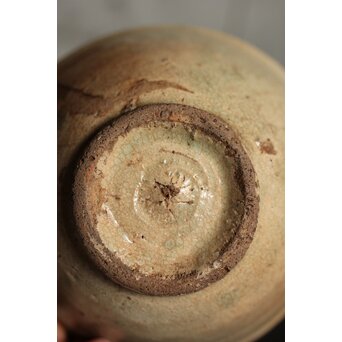 朝鮮李朝 笹葉火間 堅手茶碗　P527 