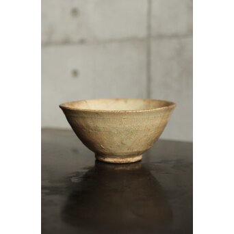 朝鮮李朝 笹葉火間 堅手茶碗　P527 