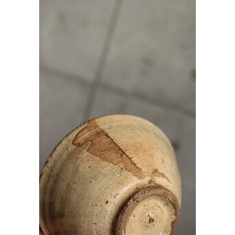 朝鮮李朝 笹葉火間 堅手茶碗　P527 