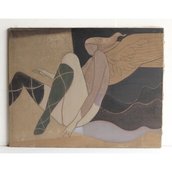 立山崇「すべりこむ天使」油彩　Z598