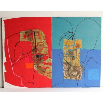 立山崇 作品 ミクストメディア 2枚1組　Z607