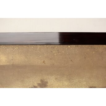 倣 松村景文 黒枠日本画欄間 鹿松 2枚1組　R0464 