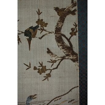 竹屋町刺繍 鳥図 掛軸　Z621 