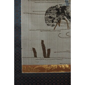 竹屋町刺繍 鳥図 掛軸　Z621 