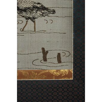 竹屋町刺繍 鳥図 掛軸　Z621 