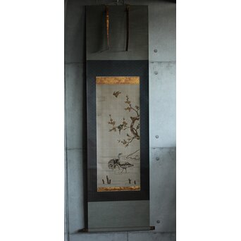 竹屋町刺繍 鳥図 掛軸　Z621 