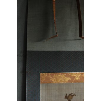 竹屋町刺繍 鳥図 掛軸　Z621 