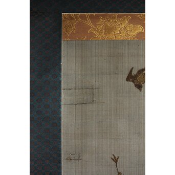 竹屋町刺繍 鳥図 掛軸　Z621 