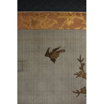 竹屋町刺繍 鳥図 掛軸　Z621 
