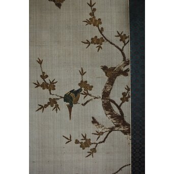 竹屋町刺繍 鳥図 掛軸　Z621 