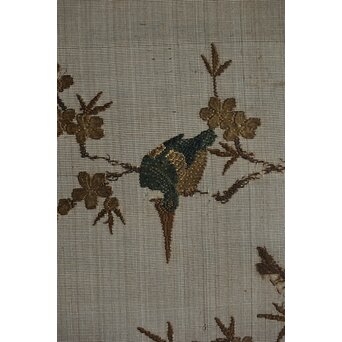 竹屋町刺繍 鳥図 掛軸　Z621 