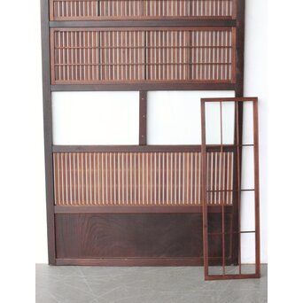 ワケあり 腰板欅 障子枠付 格子戸　L1158 