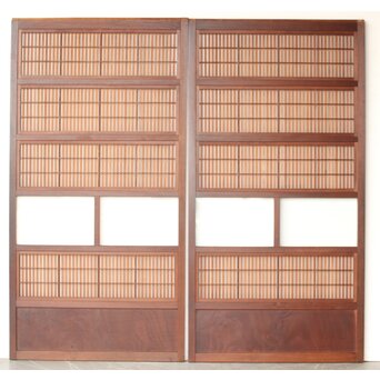腰板欅 障子枠付 格子戸 3枚1組　L1159 AB ウラ