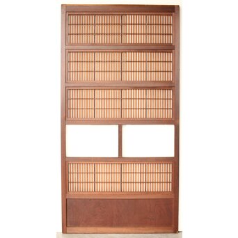 腰板欅 障子枠付 格子戸 3枚1組　L1159 C ウラ