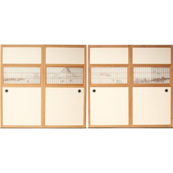 三保の松原 組子襖戸 4枚1組　F277 4枚並べて　ウラ
