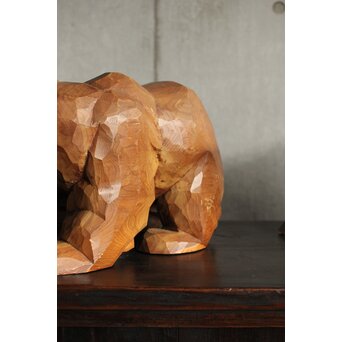 面彫 北海道産 木彫熊 白と黒 一対　X583 