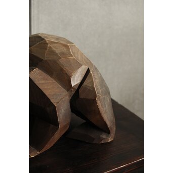 面彫 北海道産 木彫熊 白と黒 一対　X583 