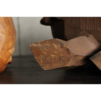 面彫 北海道産 木彫熊 白と黒 一対　X583 