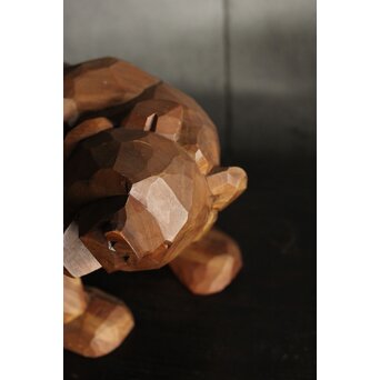 面彫 北海道産 木彫熊 白と黒 一対　X583 