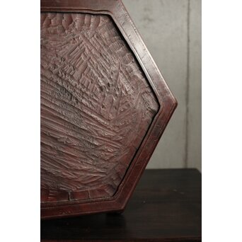 出雲焼 楽山窯 九代長岡空味 十代長岡空處 合作 六角飴釉鉢　P530 