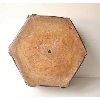 出雲焼 楽山窯 九代長岡空味 十代長岡空處 合作 六角飴釉鉢　P530 