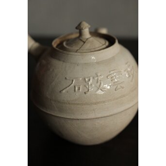 倣 青木木米 白泥眠雲跂石銘 急須 真清水蔵六 識箱　P532 